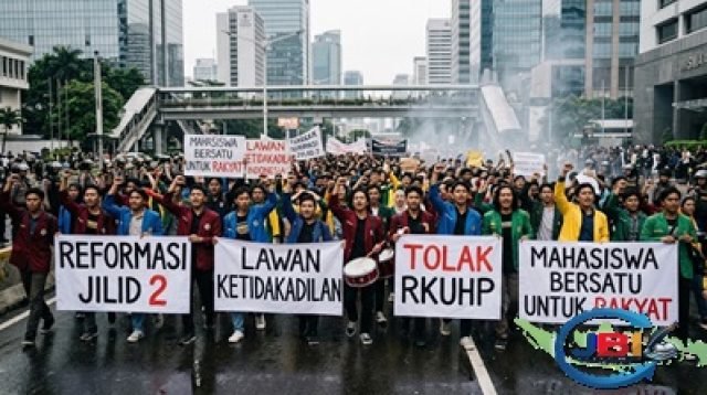 foto mahsiswa demo di jkt