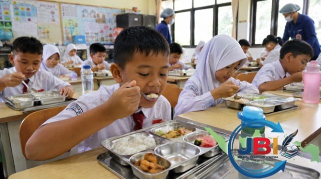 siswa makan siang dikelas MBG