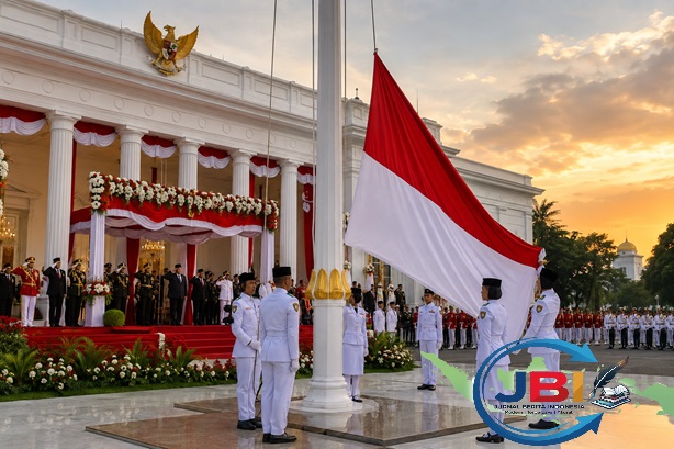 Penurunan Bendera Merah Putih HUT RI ke-81 di Istana Merdeka