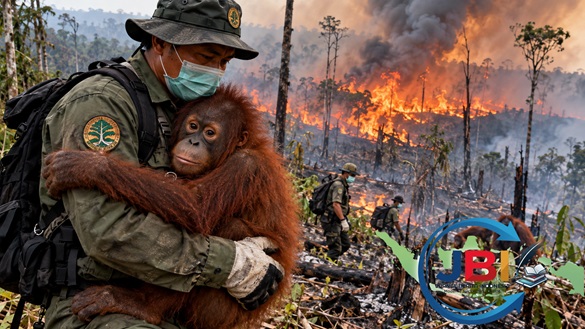 Penyelamatan Orangutan di Tengah Kebakaran Hutan