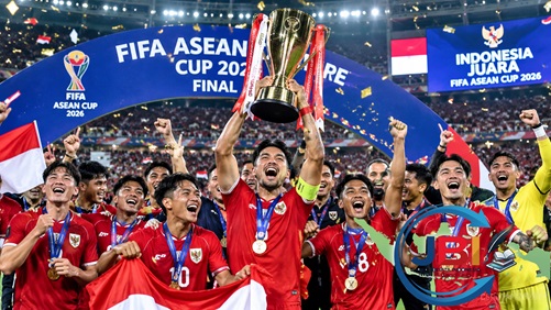 Skuad Garuda merayakan keberhasilan Indonesia meraih gelar juara FIFA ASEAN Cup 2026 setelah menaklukkan Thailand di partai final.